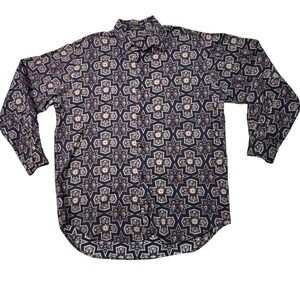 Vintage Generra Collection Button Up Shirt Mens M Geometric Print 90s